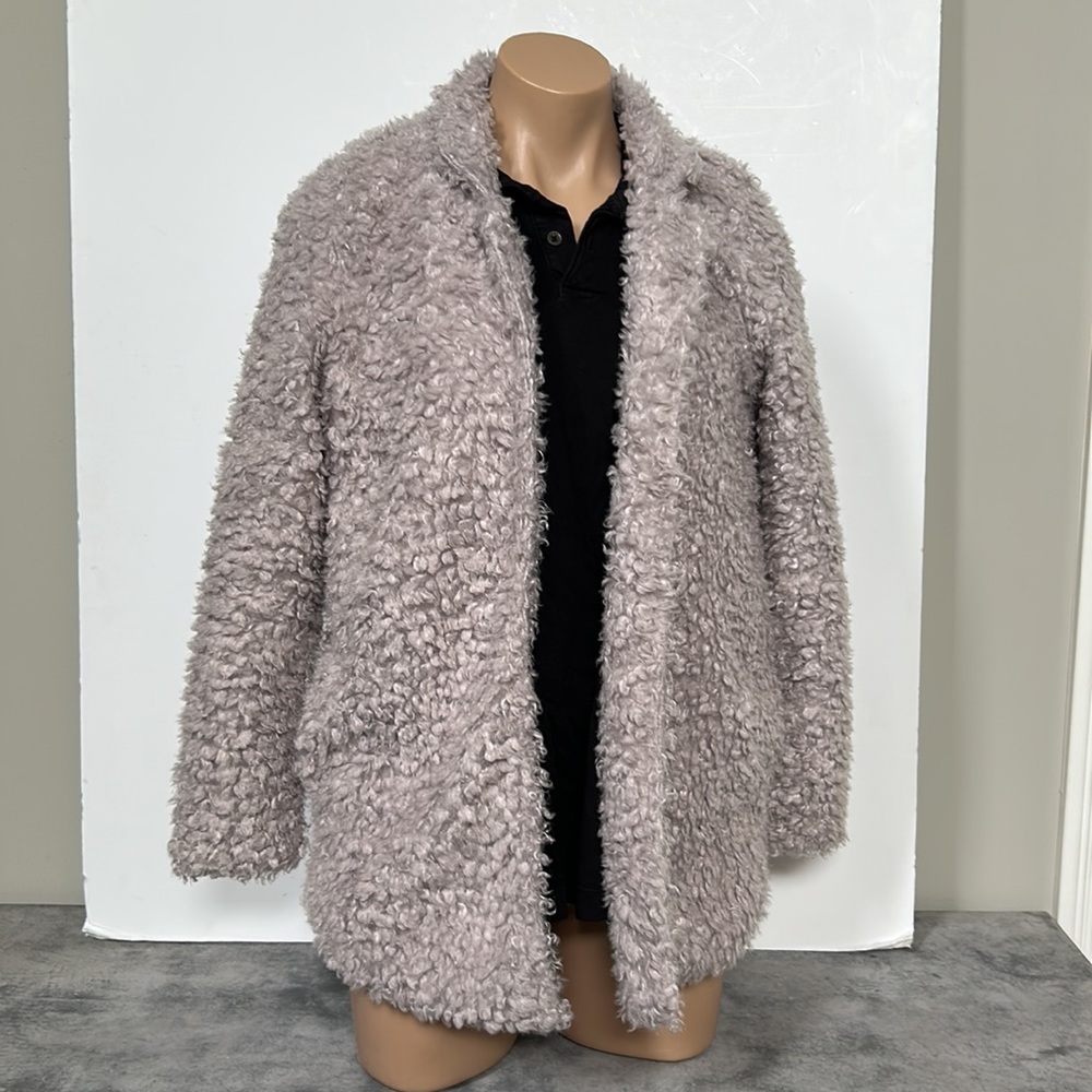 Bishop + Young Anthropologie Gray Fuzzy Sweater / Jacket size XS EUC